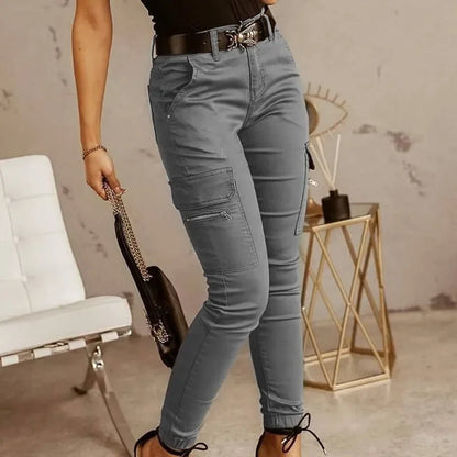 Norvielle Damen Cargo-Hose Hohe Taille