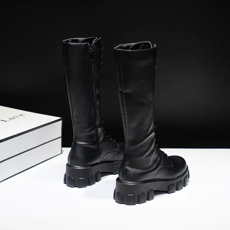 Damen Kniehohe Stiefel Mit Absatz Lässig