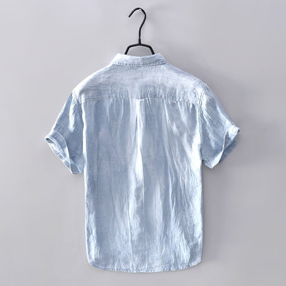 Kellvin Herren Sommerhemd Vintage-Style Baumwolle Weiß