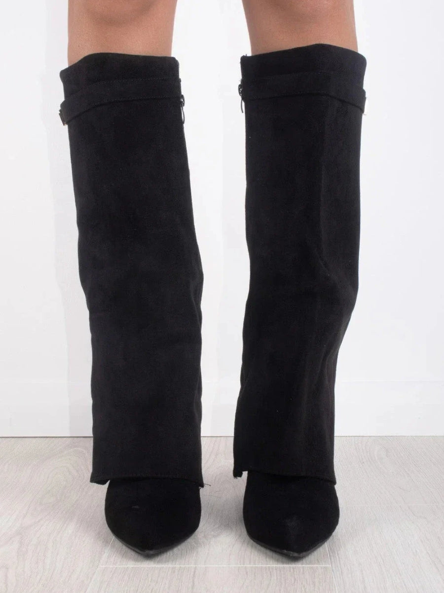 Evy Damenstiefel Wildleder Gold Akzente