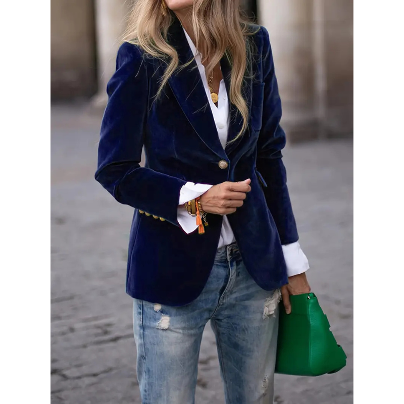 Norvielle Damen Blazer Samtvelour Casual