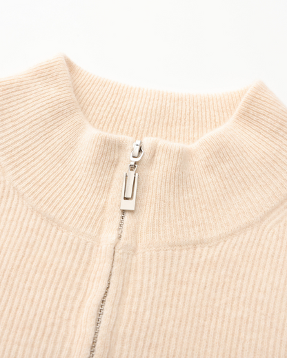 Herren Kaschmir Strickjacke Rippenstrick Reißverschluss