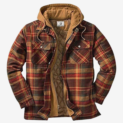 Herren Flanelljacke Kapuze Fleece Warm