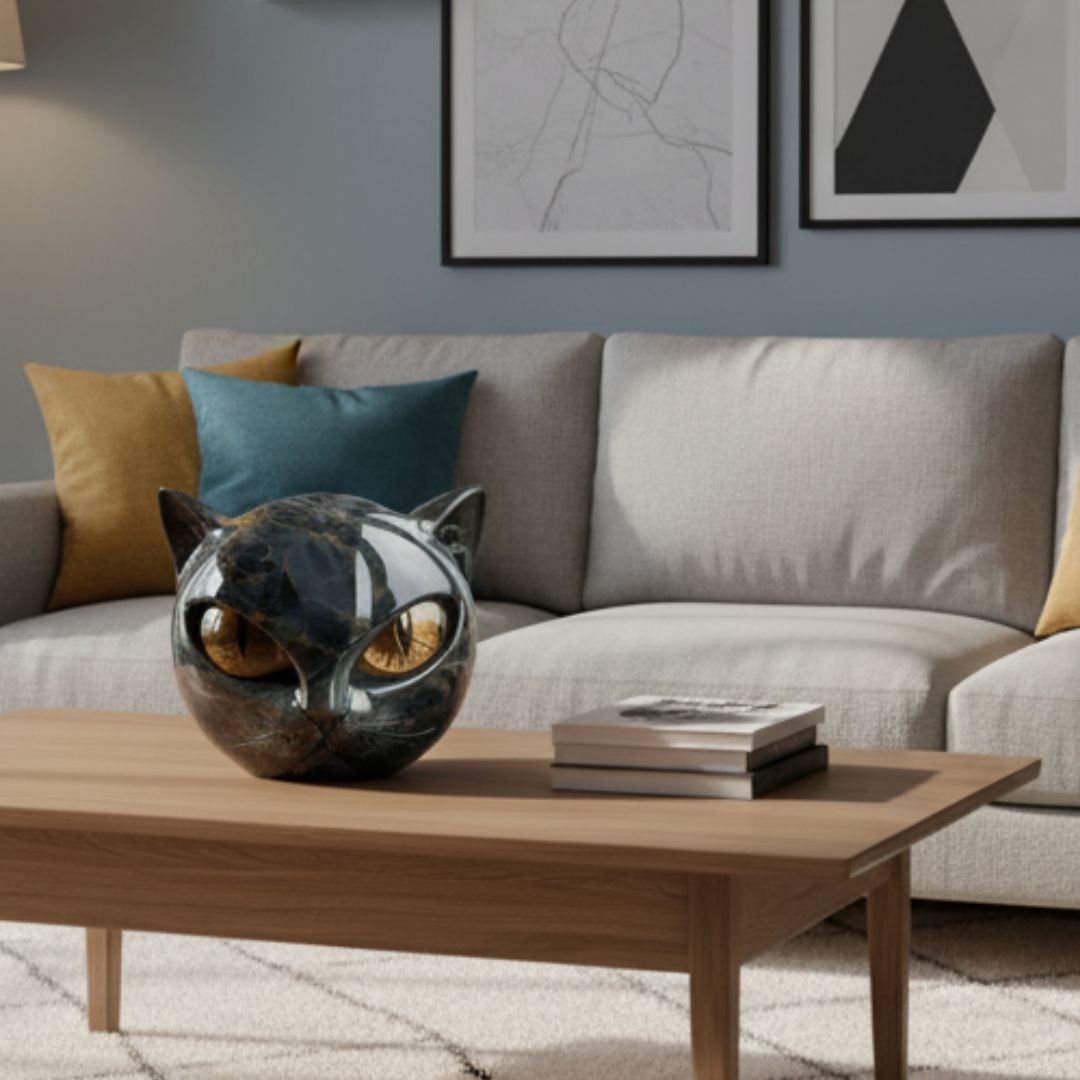Mystica e Wächterkatze Steinfigur