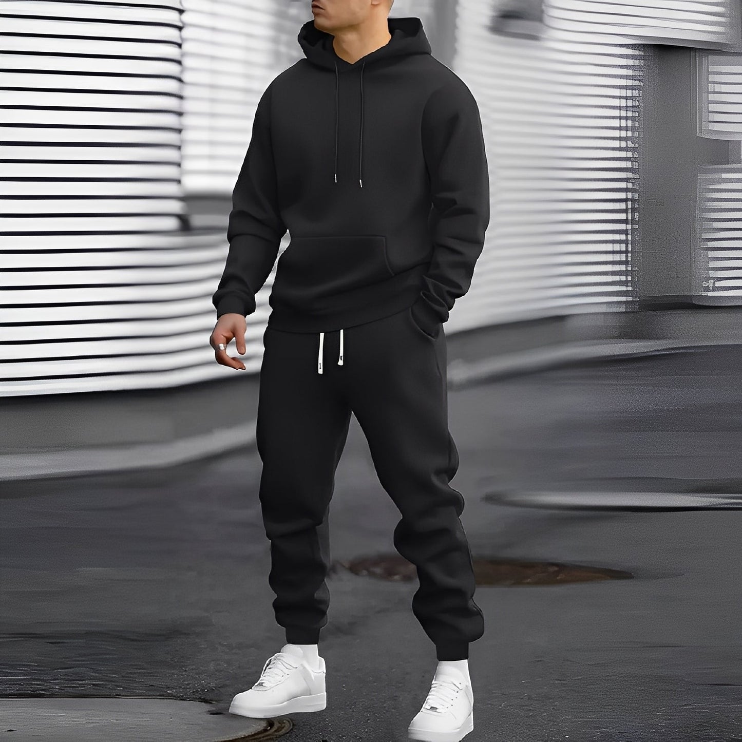 Herren Sportanzug Set mit Kapuze Bequem