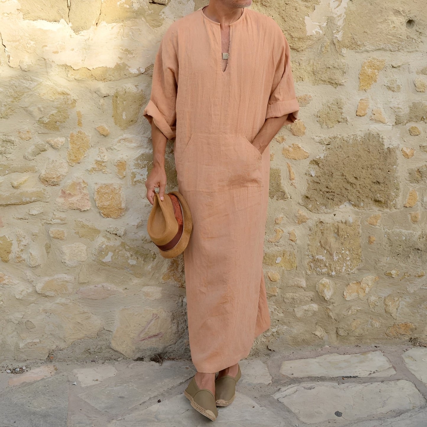 Herren Langkleid mit Schlitz aus Baumwolle