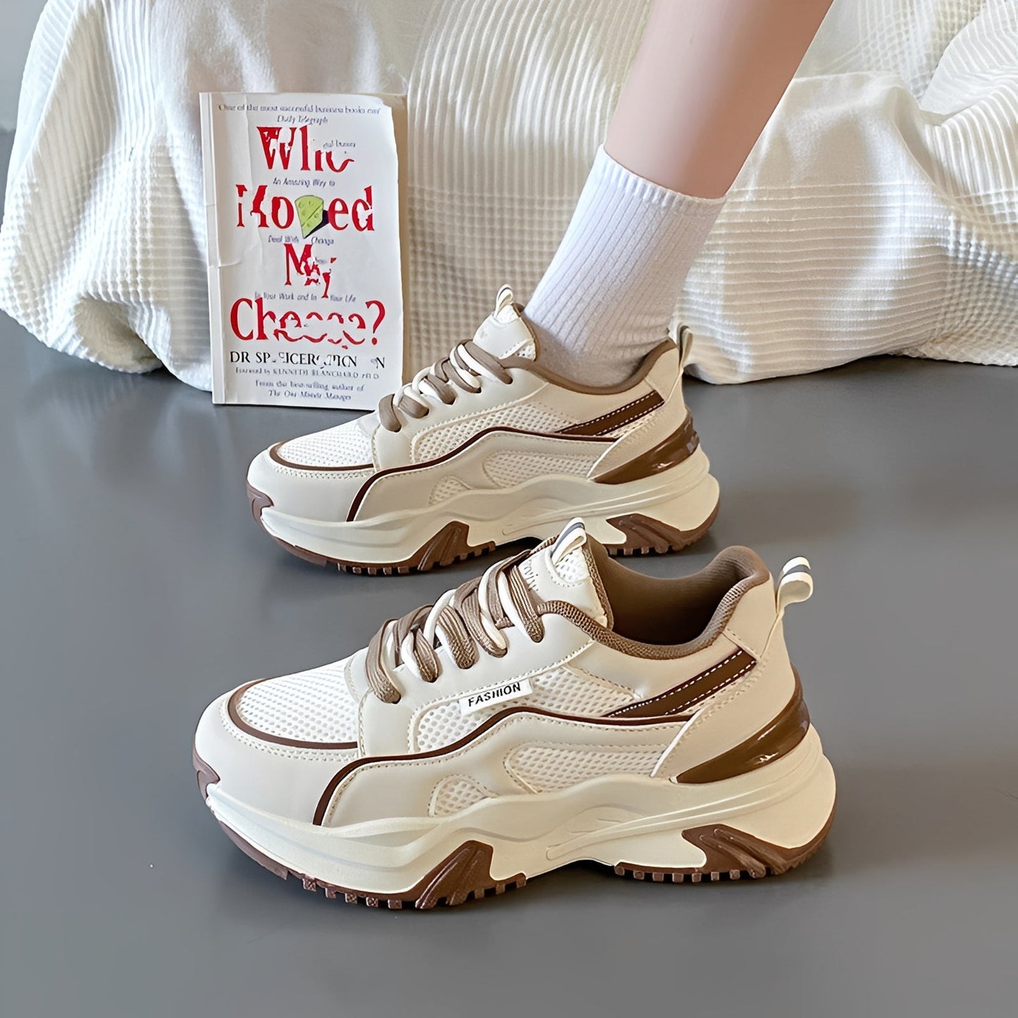Damen Mesh Sneaker Hochabsatz Lässig