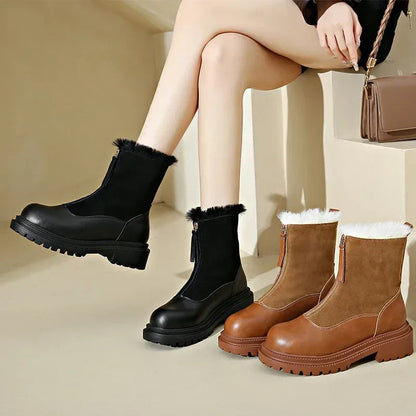 Damen Winterstiefel Schneeschuhe Profilsohle Mit Frontreißverschluss