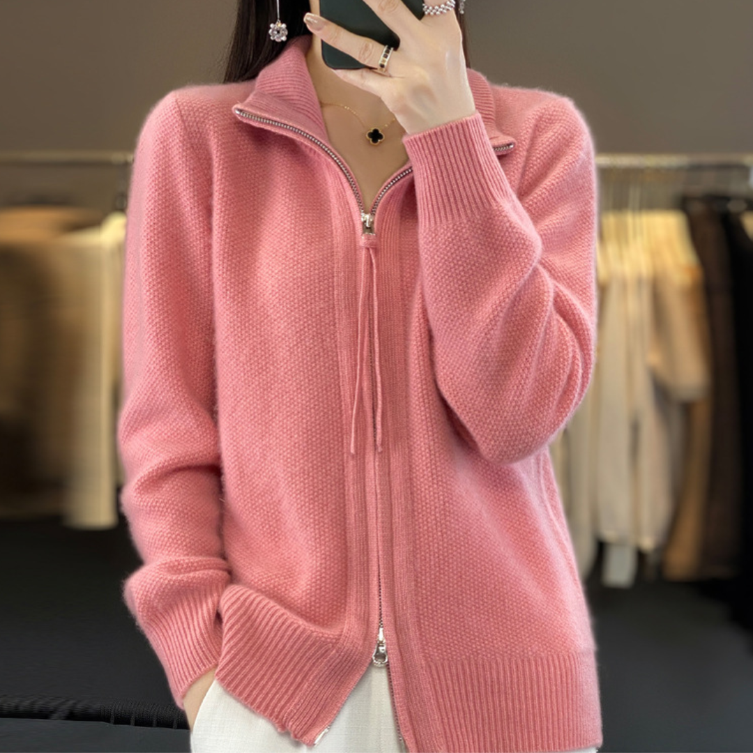 Norvielle Damen Strickjacke Reißverschluss Elegant