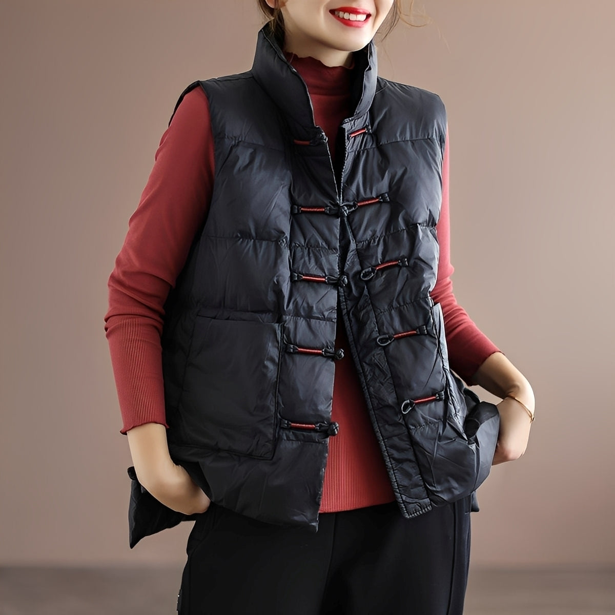 Damen Daunenweste Ethno-Stil