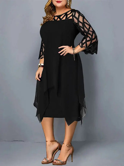 Elegantes Damen Midi-Kleid aus Spitze Plus Size