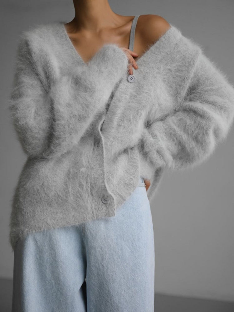 Veganer Strickcardigan Damen Längsärmig