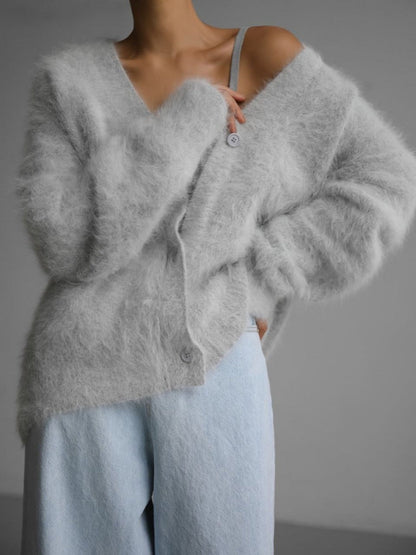 Veganer Strickcardigan Damen Längsärmig