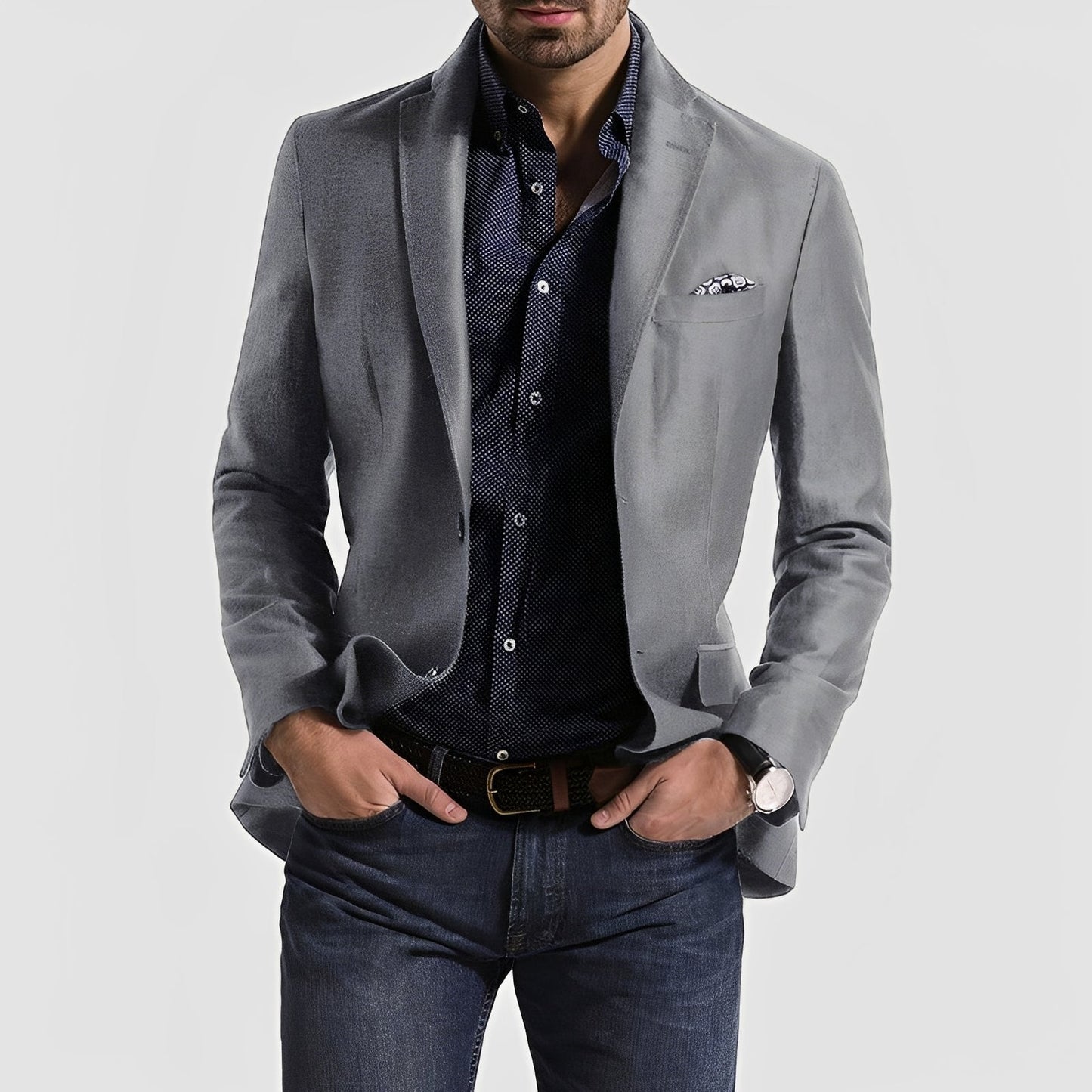 Herren Blazer Zwei-Knopf-Verschluss Elegantes Design Schwarz - Norvielle