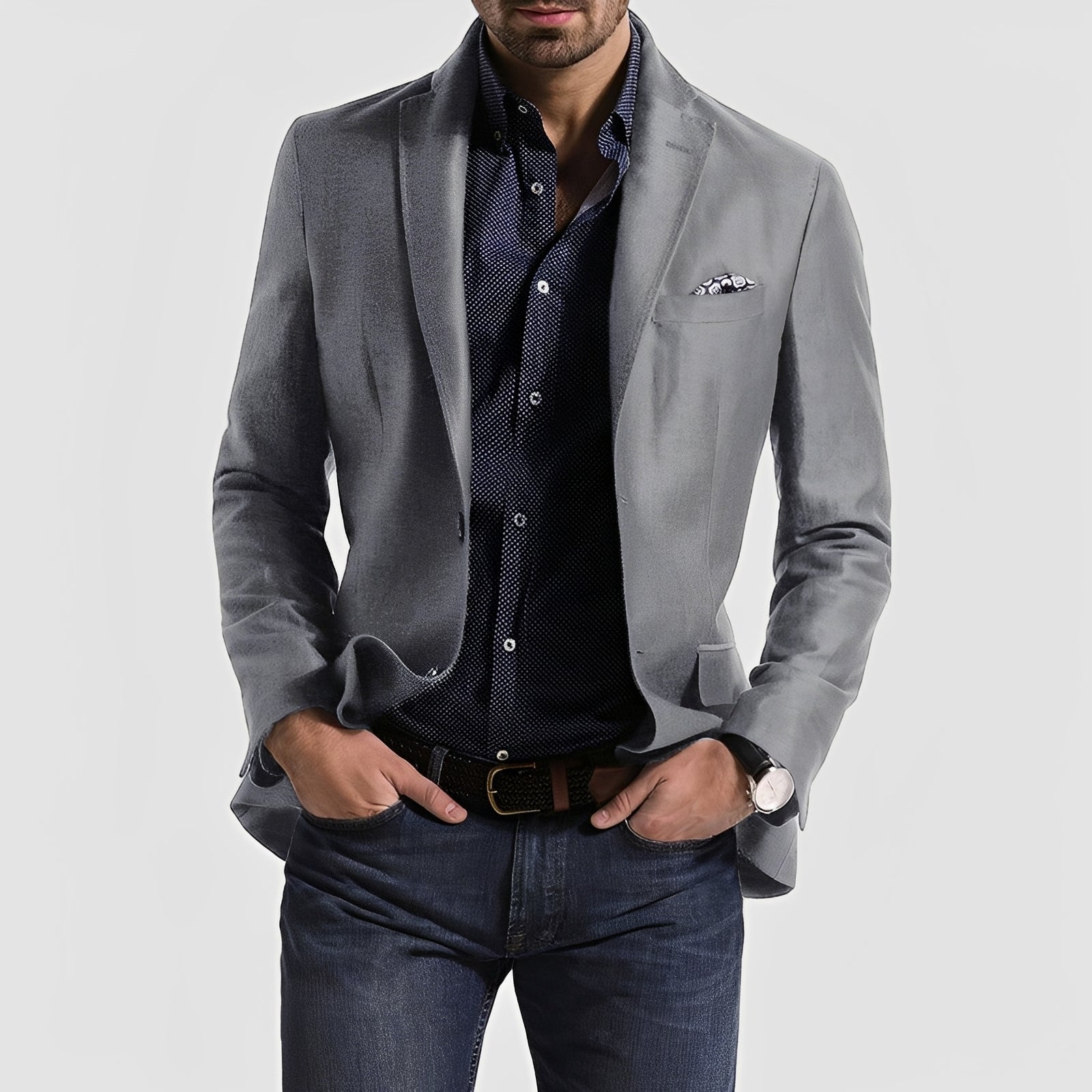 Herren Blazer Zwei-Knopf-Verschluss Elegantes Design Schwarz - Norvielle