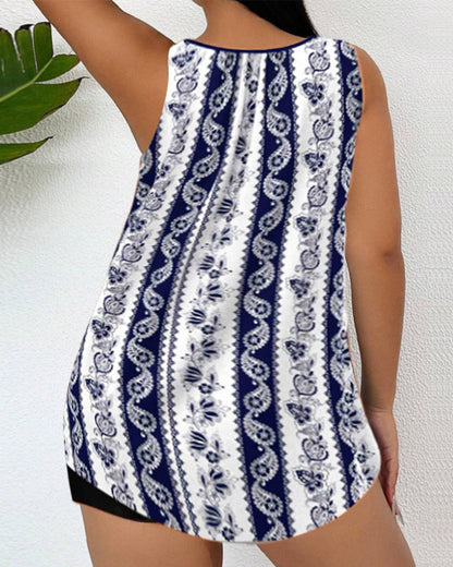 Norvielle Damen Zweiteiliges Tankini Gedruckt