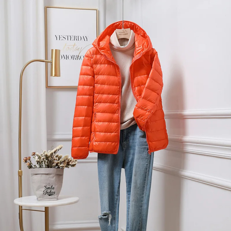 Damen Daunenjacke Mit Kapuze Reißverschluss
