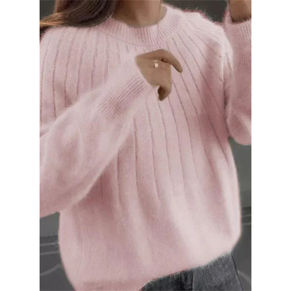 Norvielle Damen Strickpullover Kaschmirweich Rippmuster