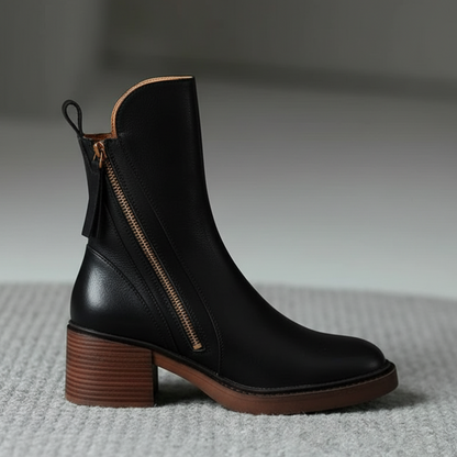 e Lederstiefel Damen Elegante Absatzschuhe