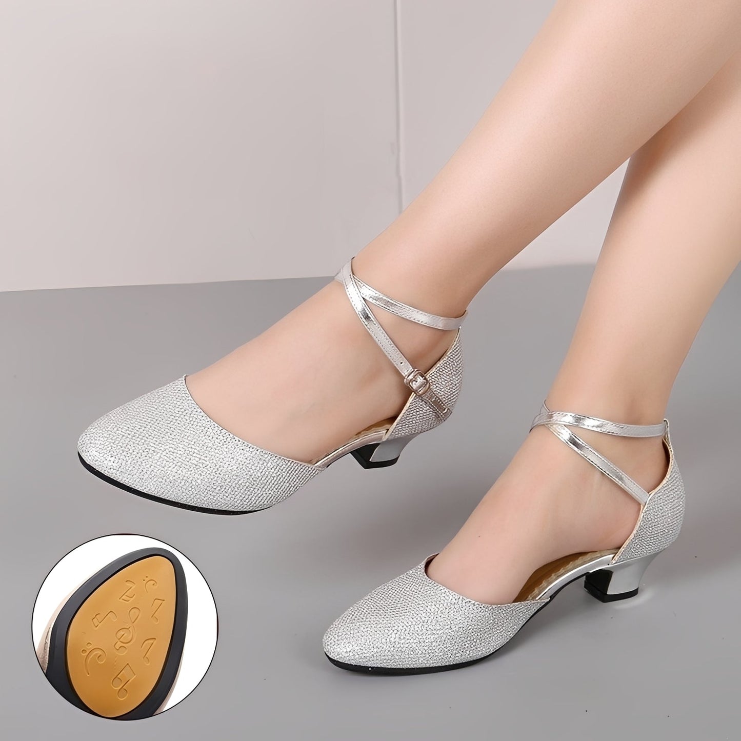 Damen Glitzersandalen Elegantes Design Silber - Norvielle