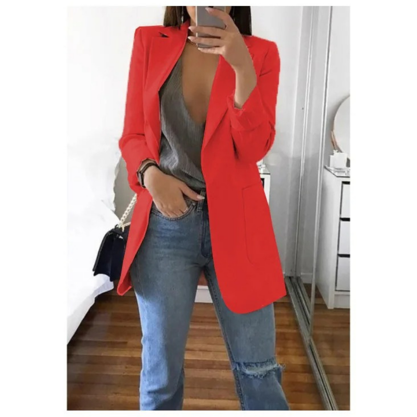 Damen Doppelreihiger Blazer Bürooutfit