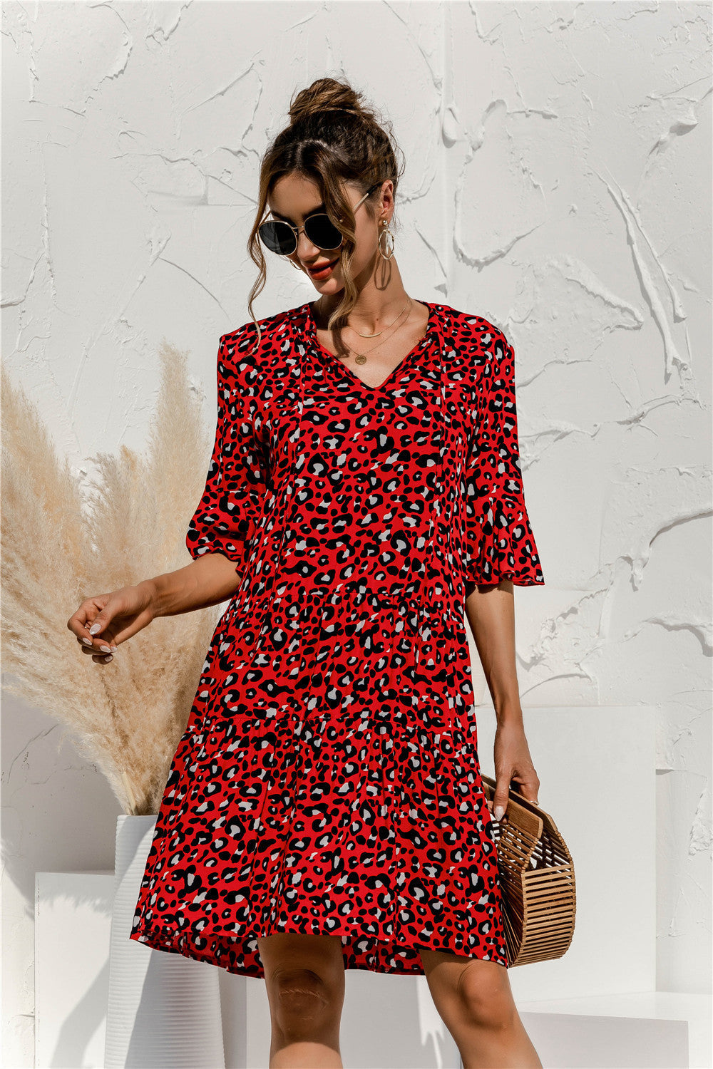 Damen Kleid Weite Ärmel Trendig