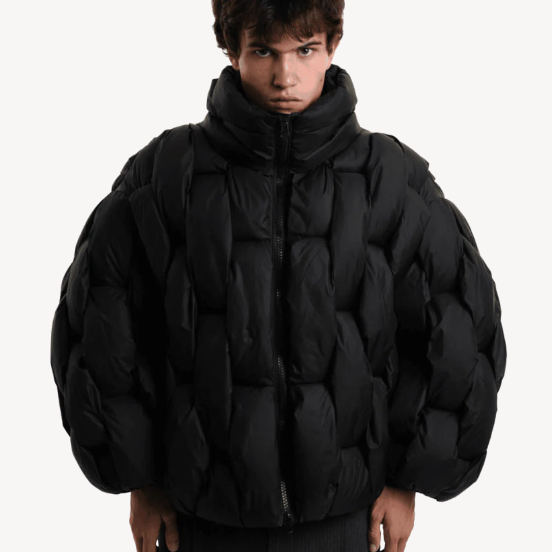 Geplüschte Pufferjacke Unisex Synthetic Füllung Schwarz - Norvielle