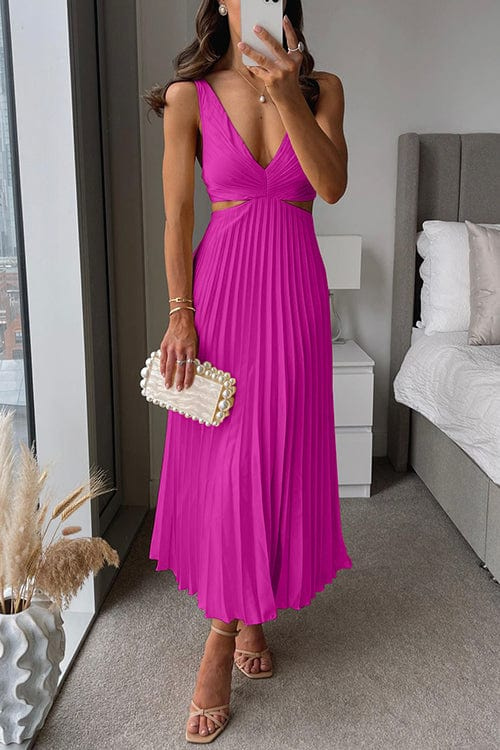 Damen Plissee Satin Kleid Norvielle