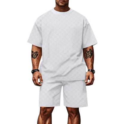 Norvielle Damen Kurzarm-Shorts-Set Schachbrettmuster