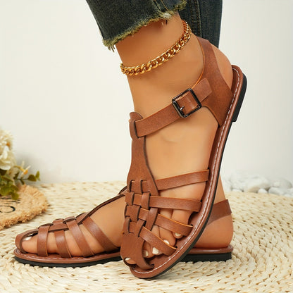 Damen Sandalen Geschlossener Zeh Schnallenverschluss Vintage Stil