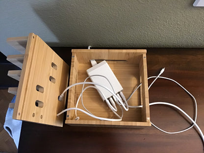 Bambus Lade-Station 5-Port USB Organizer