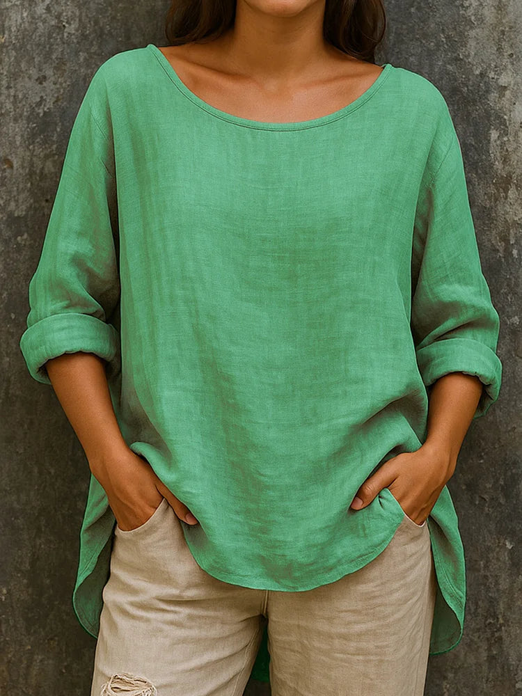 Damen Leinenbluse Langarm