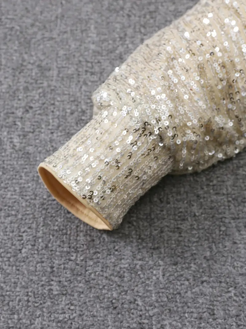 Norvielle Damen Paillettenkleid Mit Kontrast