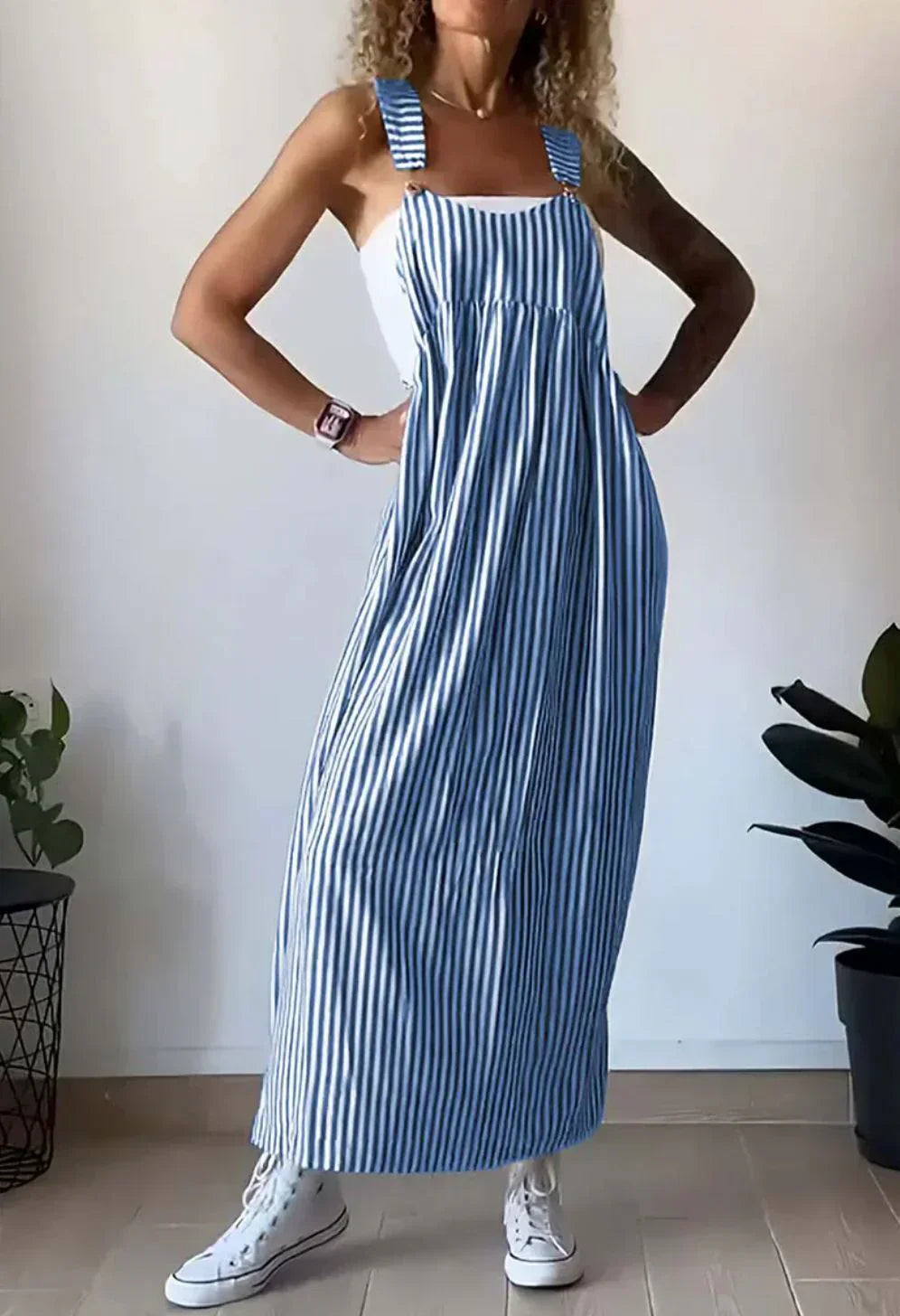 Latzkleid Damen Leicht Streifen