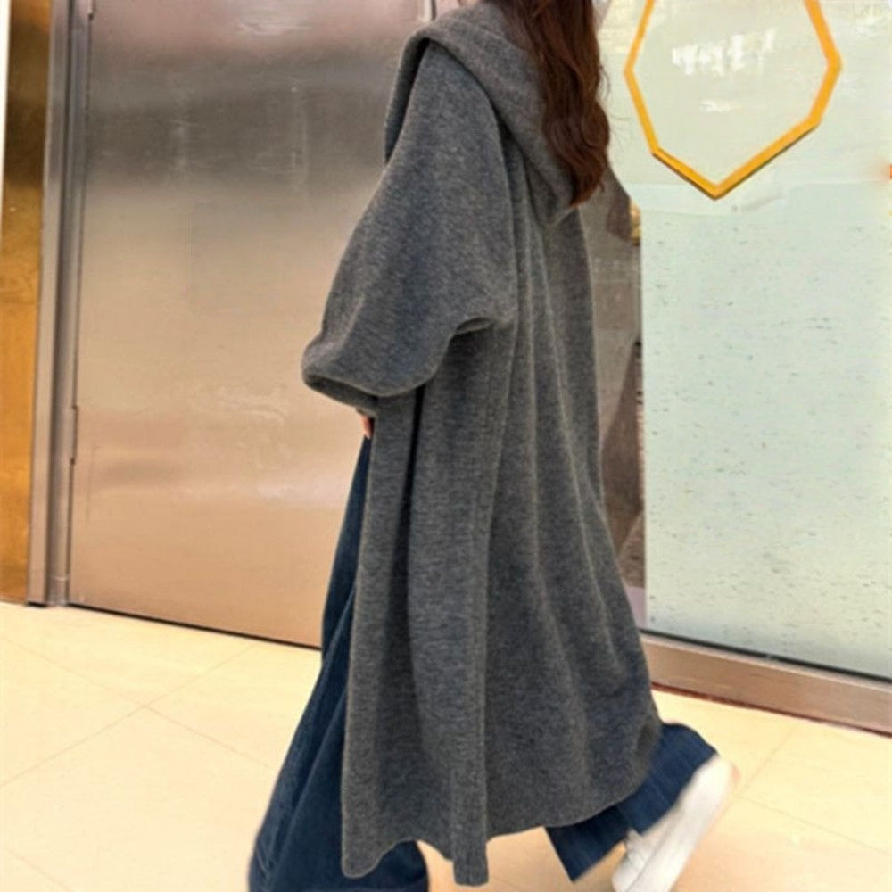 Damen Strickcardigan Mit Kapuze Lang Ilaria - Norvielle