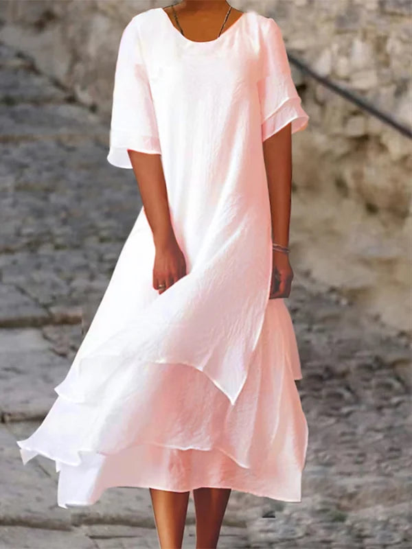 Norvielle Damen Blockschlitzkleid Eleganz