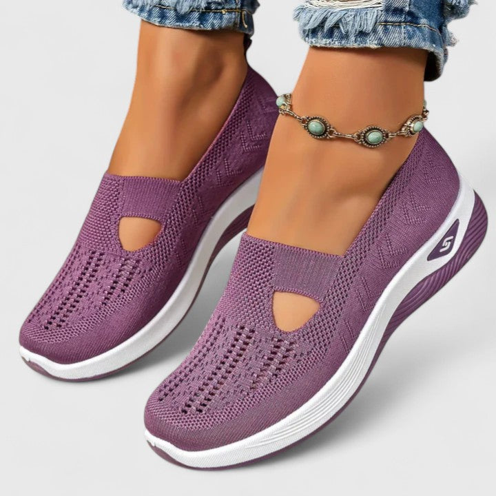 Damen Slip-On Sneaker Atmungsaktives Mesh Schwarz - Norvielle