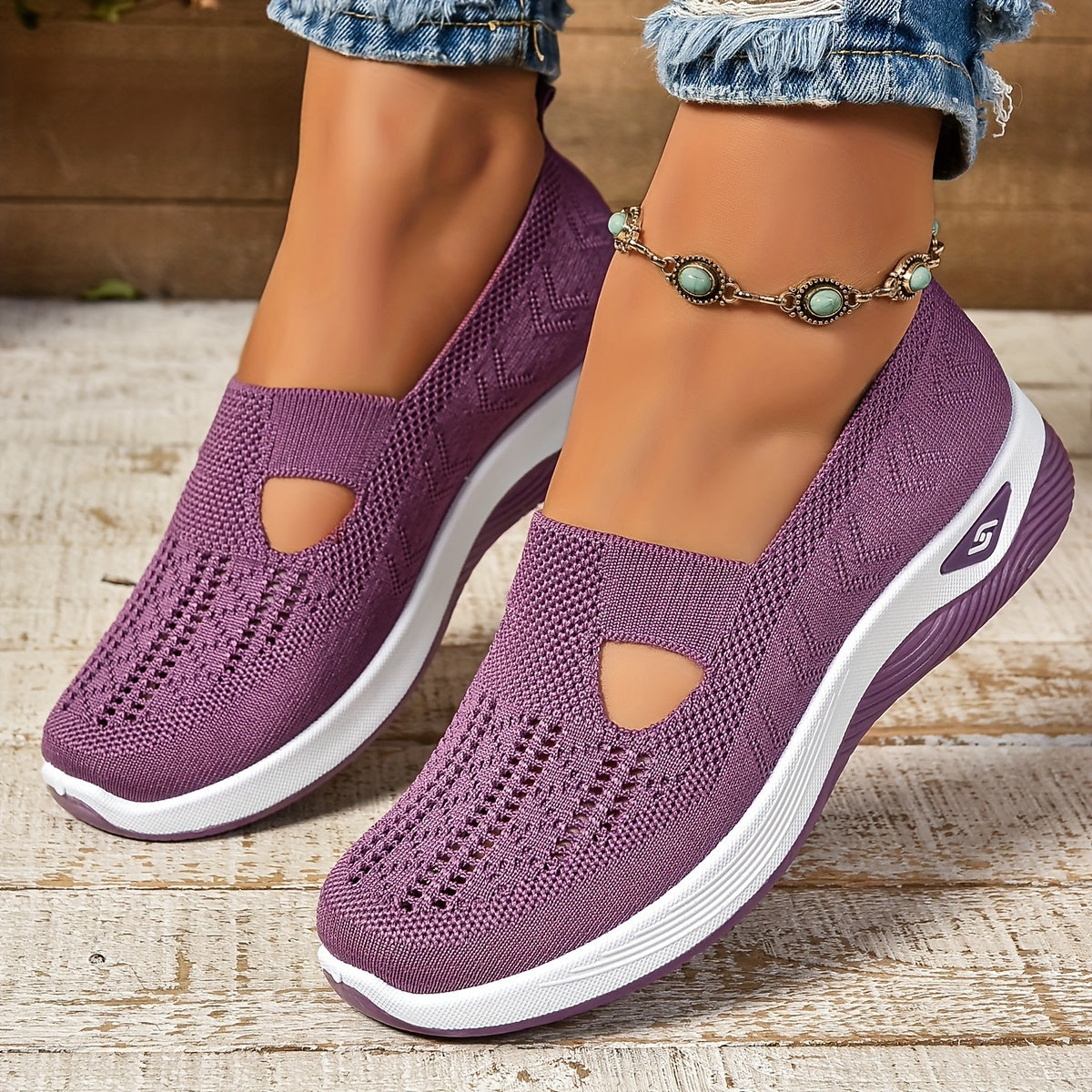 Norvielle Damen Slip-On Sneaker Atmungsaktives Mesh