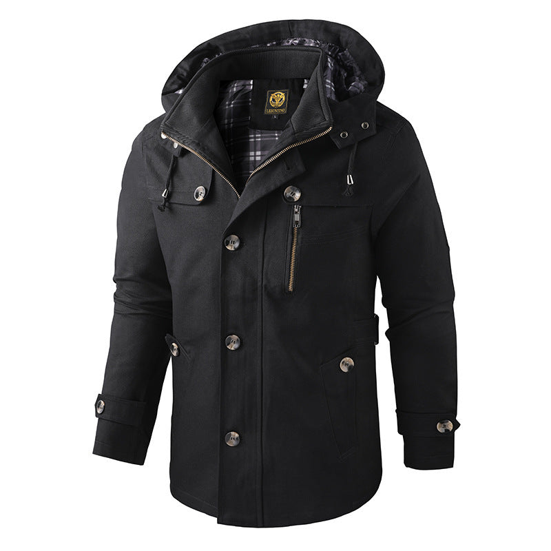 Herren Winterjacke Kapuze Warm Wetterfest Schwarz - Norvielle
