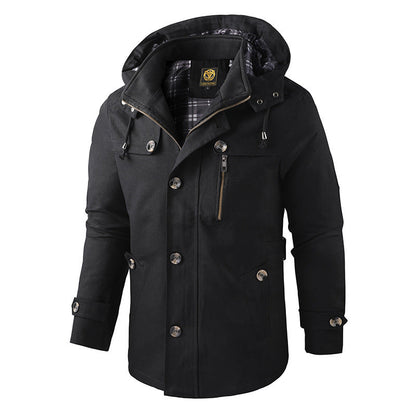 Herren Winterjacke Kapuze Warm Wetterfest Schwarz - Norvielle