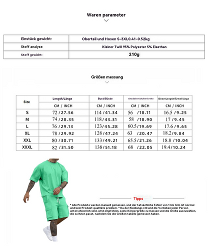 Norvielle Herren Sportanzug T-Shirt Werkzeugshorts