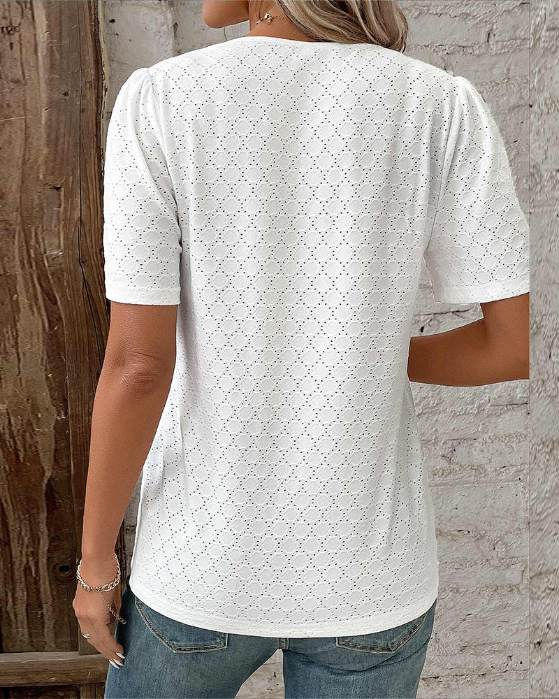 Weiße Damen Bluse Kurzärmelig