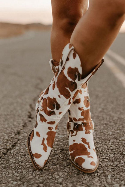 Damen Westernstiefel Kuhfellmuster