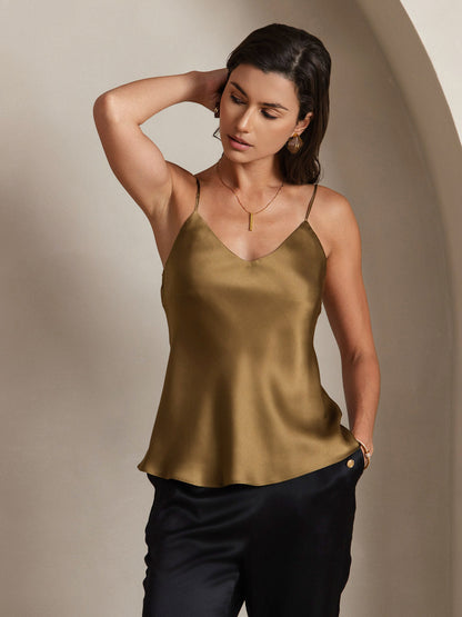 Seidencamisole Damen V-Ausschnitt Spaghettiträger