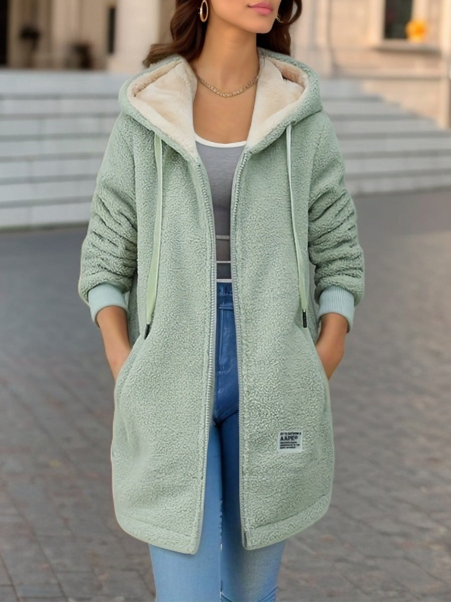Damen Fleecejacke mit Kapuze Kuschelig