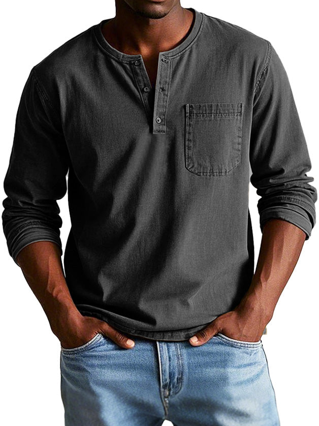 Herren Langarmshirt aus BaumwolleVintage Optik Weiß