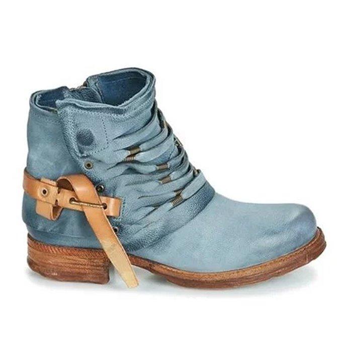 Damen Lässige Stiefeletten Mit Seitlicher Schnalle