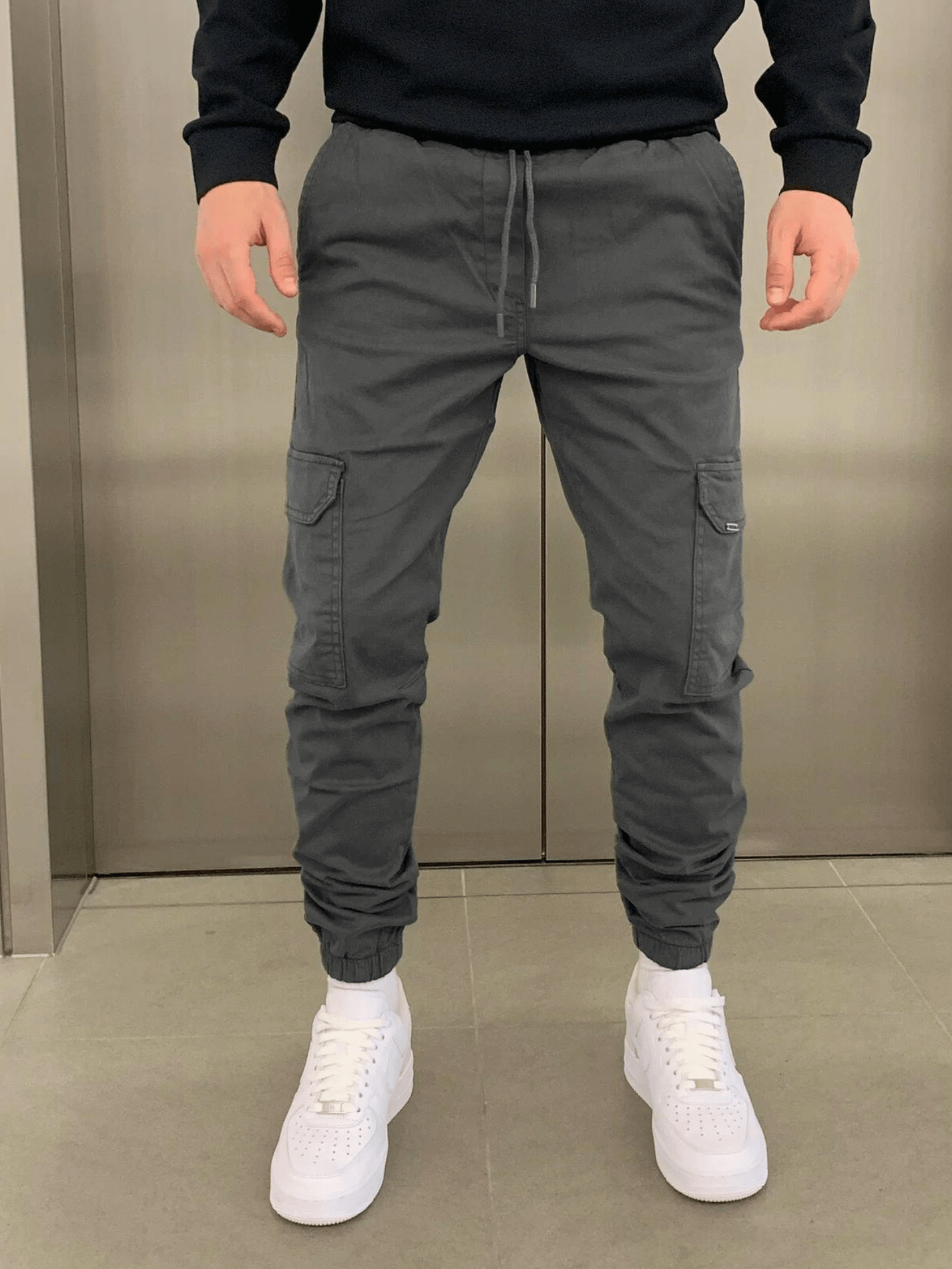 Herren Cargohose Jogger Stil Mit Bündchen