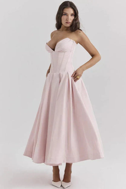 Damen Trägerloses Kleid Mittellang