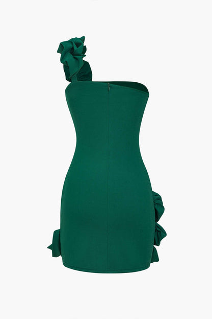 Valeria Damen Ein-Schulter-Kleid Rüschendetail Elegantes Bodycon
